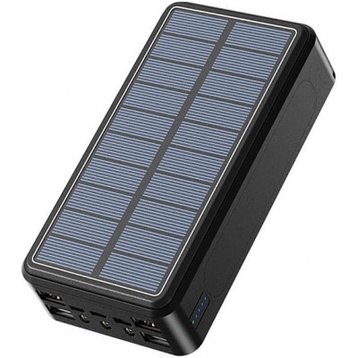 Solar Power Bank Qi Ultra Capacity 80000 mAh wireless externe Batterie - Schwarz