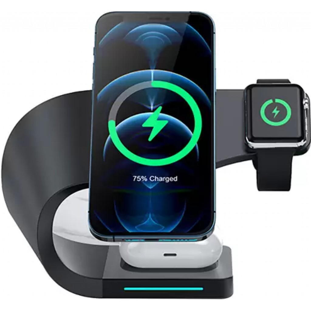 Station de charge 15W sans fil 4 en 1 magnétique pour iPhone - Apple Watch,  AirPods - Noir - Acheter sur PhoneLook