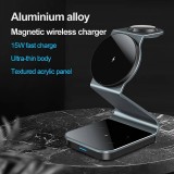 Stylische Ladestation 3in1 magnetisch MagSafe aus Aluminium mit kabellosen Fast Charging 15W (iPhone, AppleWatch, AirPods) - Dark Grey