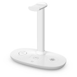 4 in 1 moderne 30W Ladestation wireless mit Kopfhörerhalterung  für AirPods Max, Apple iPhone, Apple Watch, AirPods - Weiss