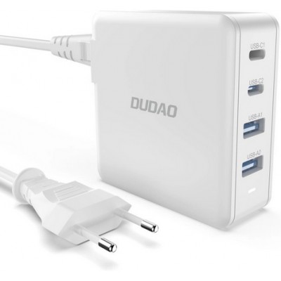 GaN 100W Dudao Ladestation mit 2x USB-C und 2x USB-A - Weiss