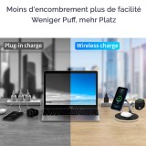 Station de charge Qi MagSafe 25W sans fil wireless LED 4 en 1 élégante et stylée - Blanc