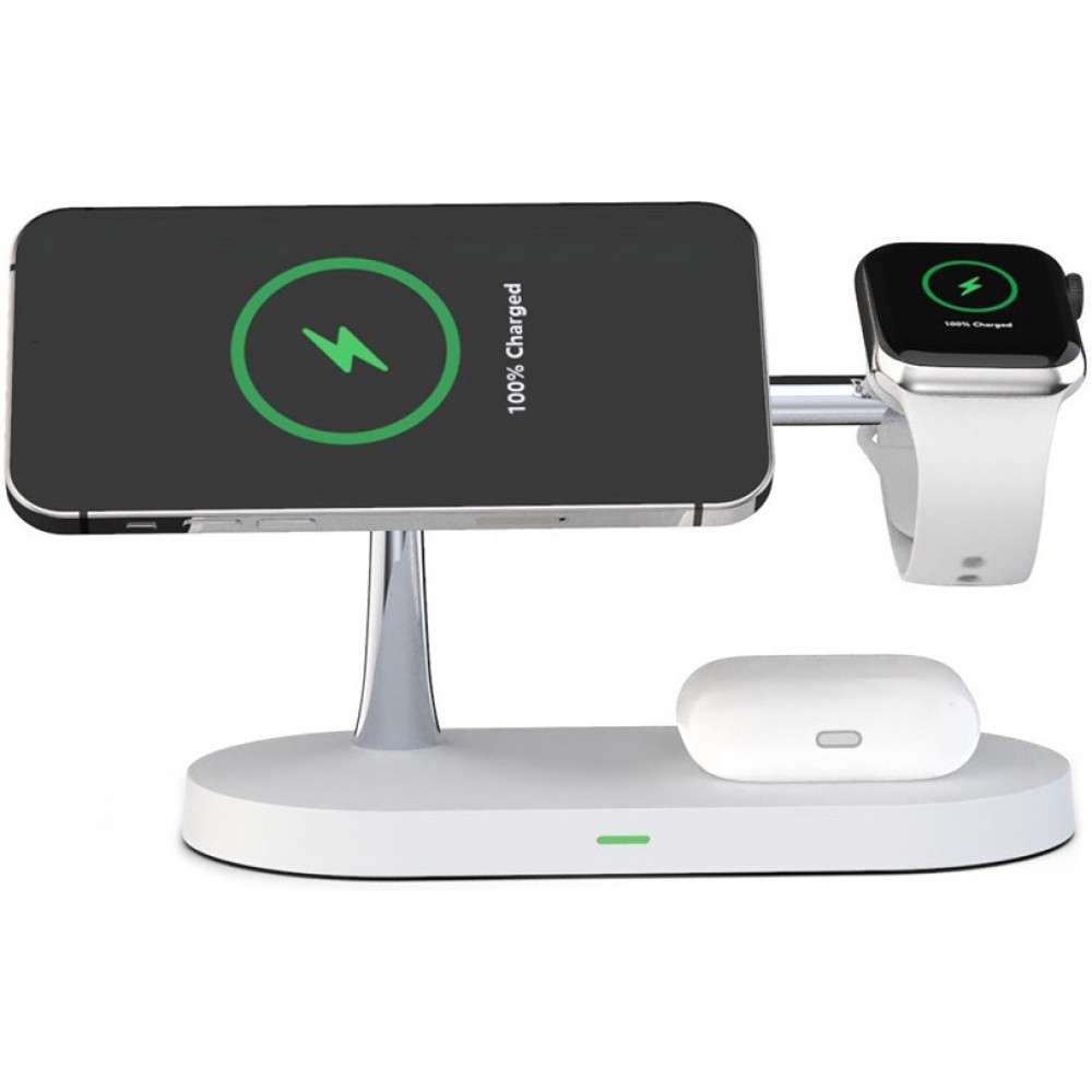 Station de charge magnétique sans fil 5 en 1 pour iPhone - Apple Watch,  AirPods, lampe LED - Blanc - Acheter sur PhoneLook