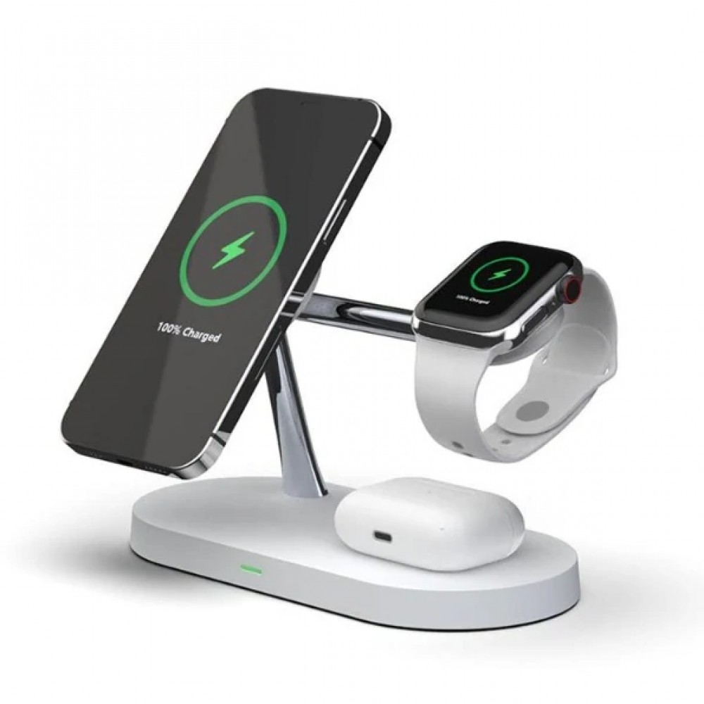 Station de charge magnétique sans fil 5 en 1 pour iPhone - Apple Watch,  AirPods, lampe LED - Blanc - Acheter sur PhoneLook