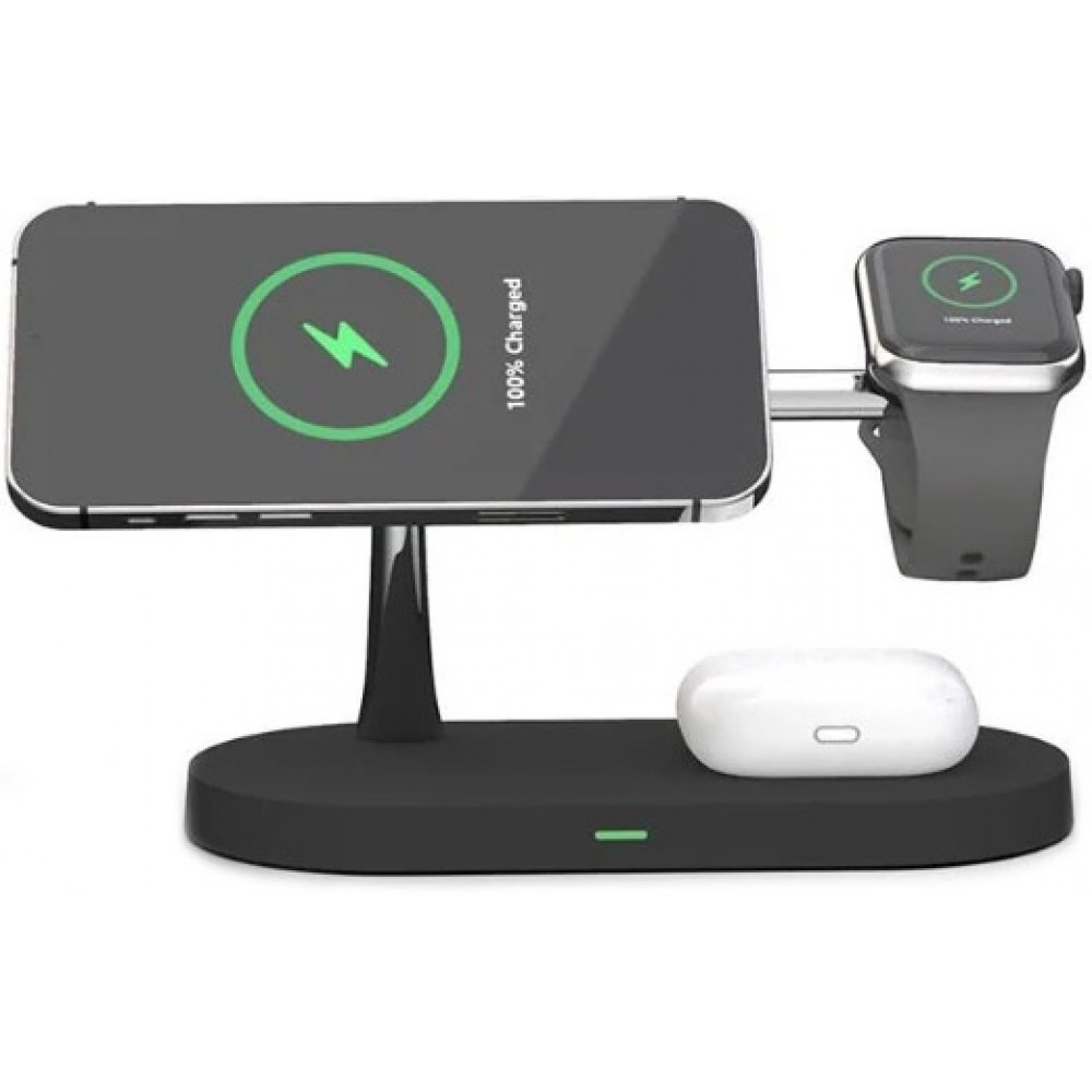 5 in 1 Magnetische Wireless Ladestation für iPhone - Apple Watch, AirPods inkl. LED Lampe - Schwarz