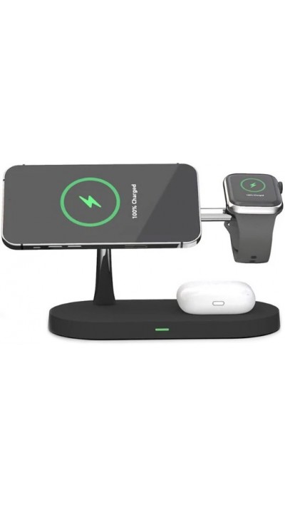 5 in 1 Magnetische Wireless Ladestation für iPhone - Apple Watch, AirPods inkl. LED Lampe - Schwarz