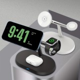 Station de charge sans fil magnétique 3-en-1 à socle ovale pour iPhone (MagSafe) et Apple Watch - Blanc