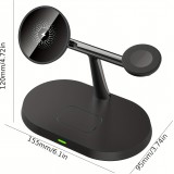 Station de charge sans fil magnétique 3-en-1 à socle ovale pour iPhone (MagSafe) et Apple Watch - Blanc