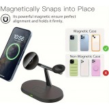Station de charge sans fil magnétique 3-en-1 à socle ovale pour iPhone (MagSafe) et Apple Watch - Blanc