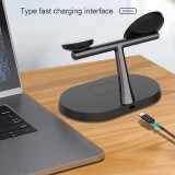 Station de charge sans fil magnétique 3-en-1 à socle ovale pour iPhone (MagSafe) et Apple Watch - Blanc