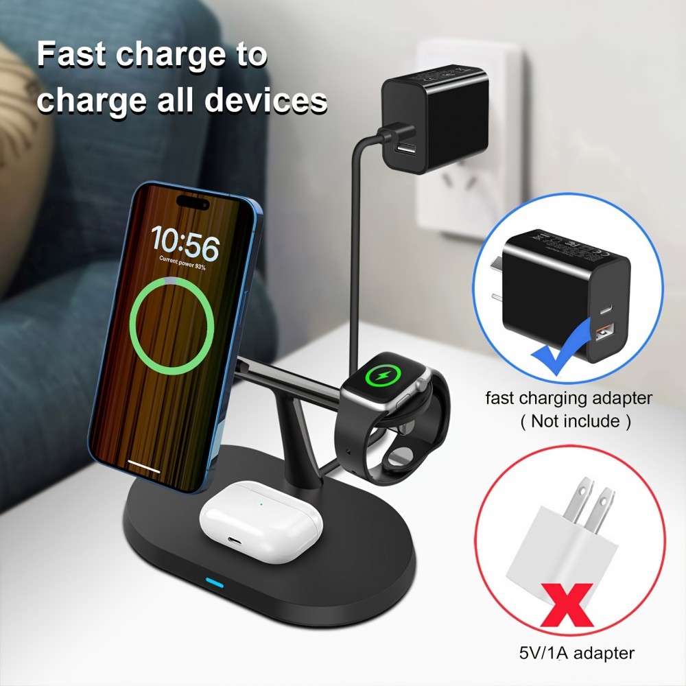 MagSafe 3-in-1 Ovaler Ladegerät für iPhone und Apple Watch - Schwarz