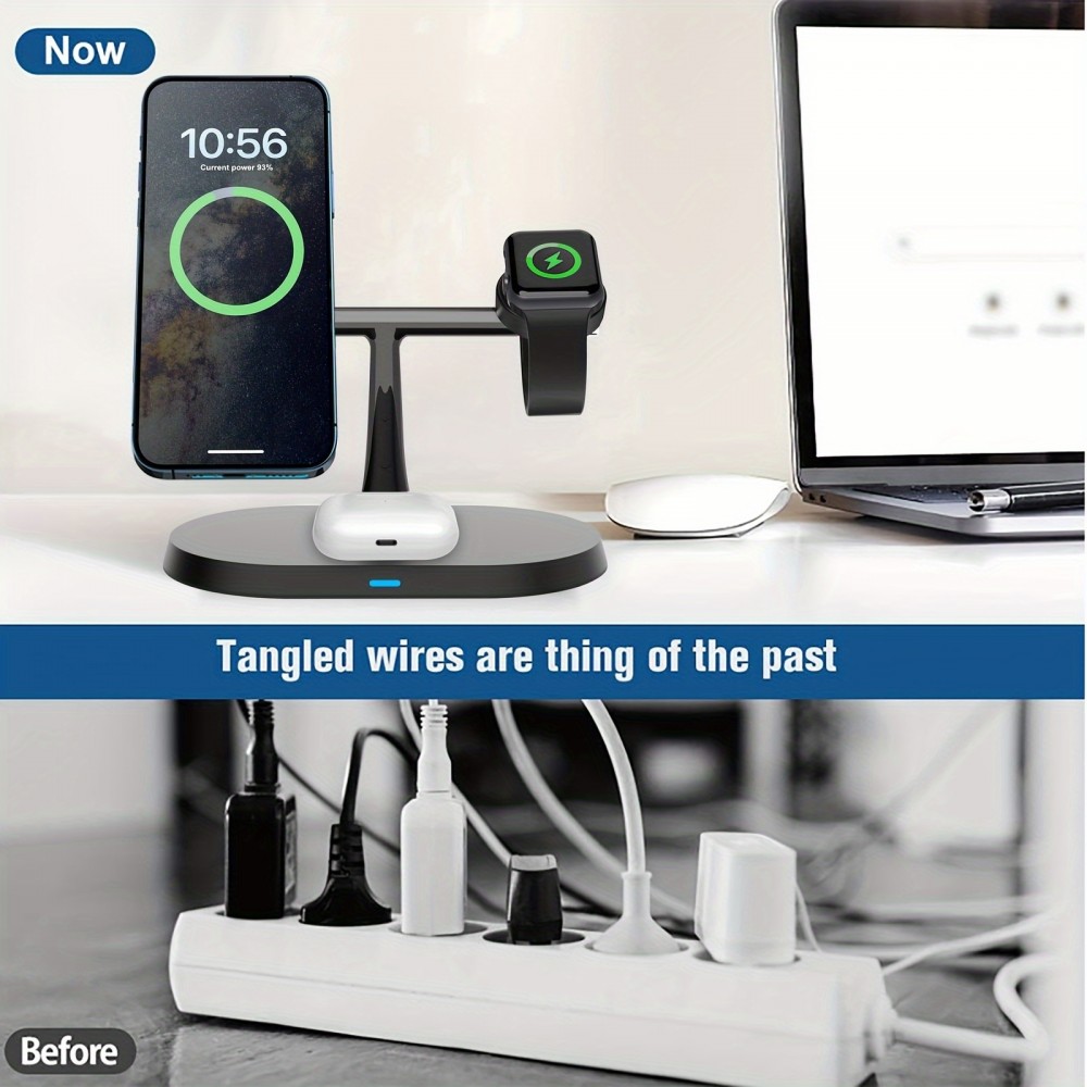 MagSafe 3-in-1 Ovaler Ladegerät für iPhone und Apple Watch - Schwarz