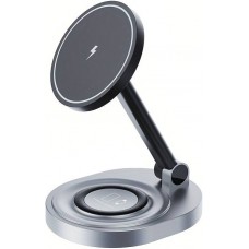 Ladestation 15W faltbare magnetische 2in1 MagSafe Station für iPhone und AppleWatch - Grau