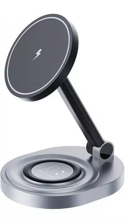 Ladestation 15W faltbare magnetische 2in1 MagSafe Station f&uuml;r iPhone und AppleWatch - Grau