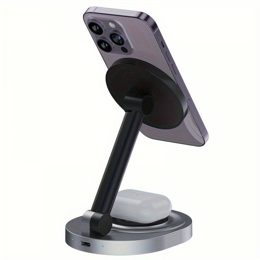 Ladestation 15W faltbare magnetische 2in1 MagSafe Station für iPhone und AppleWatch - Grau