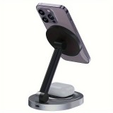 Ladestation 15W faltbare magnetische 2in1 MagSafe Station für iPhone und AppleWatch - Grau