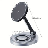 Ladestation 15W faltbare magnetische 2in1 MagSafe Station für iPhone und AppleWatch - Grau