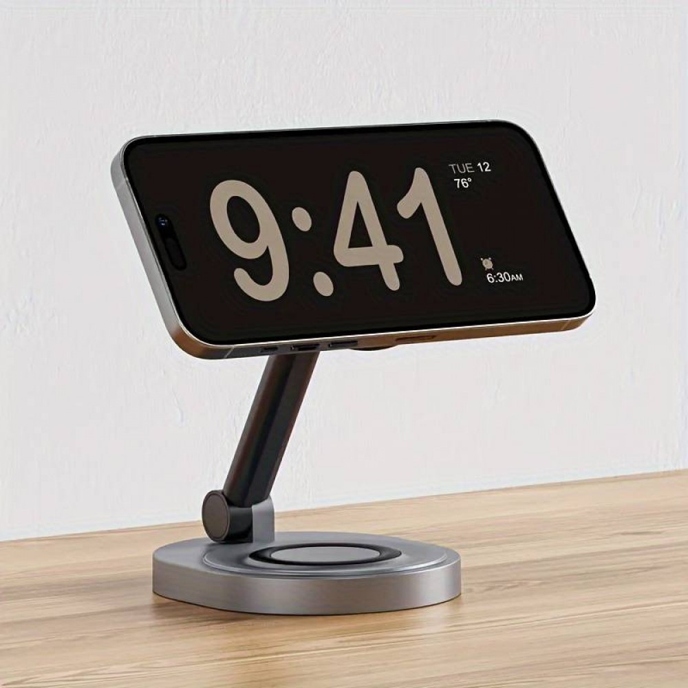 Ladestation 15W faltbare magnetische 2in1 MagSafe Station für iPhone und AppleWatch - Grau