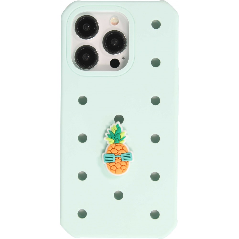 Charm bijou 3D pour coque avec trous style Crocs - Funky Pineapple