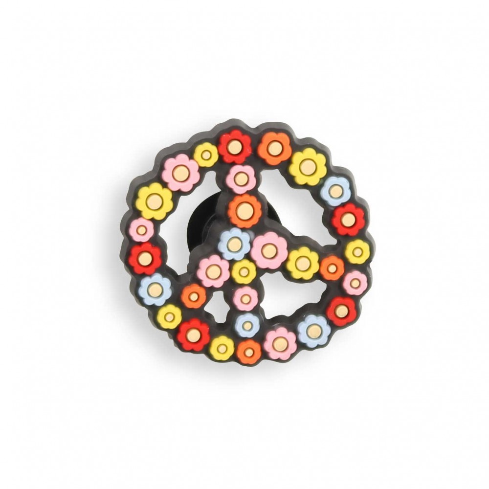 Charm bijou 3D pour coque avec trous style Crocs - Peace Sign Flowers