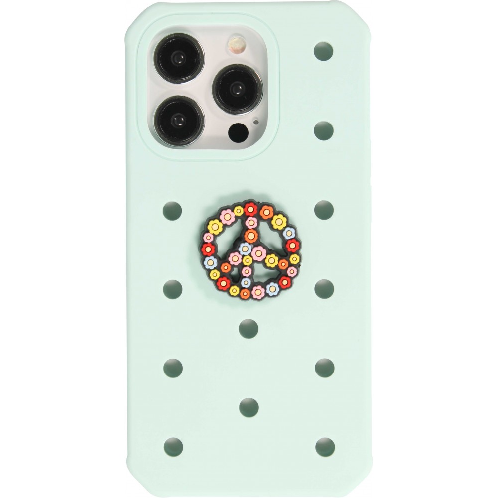 Charm bijou 3D pour coque avec trous style Crocs - Peace Sign Flowers