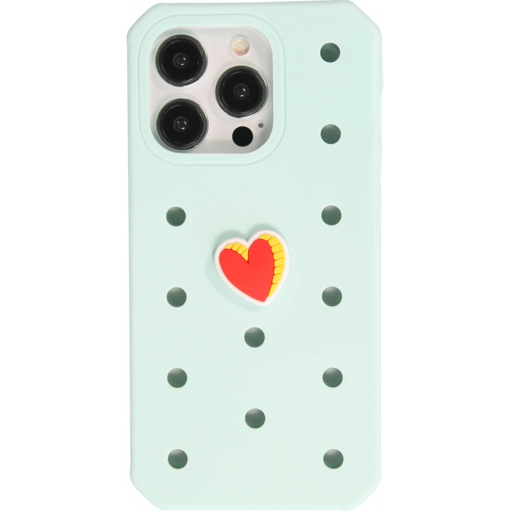 Charm bijou 3D pour coque avec trous style Crocs - Red Shiny Heart