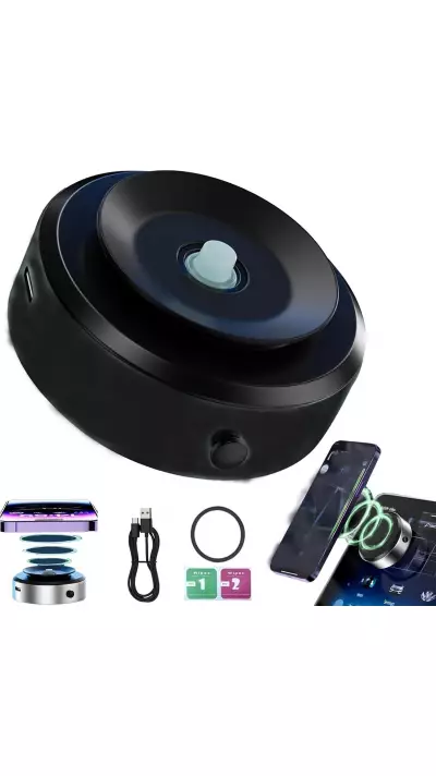 Support Téléphone Magnétique (MagSafe) extra fort avec vacuum et port USB-C pour écrans et surfaces lisses - Noir