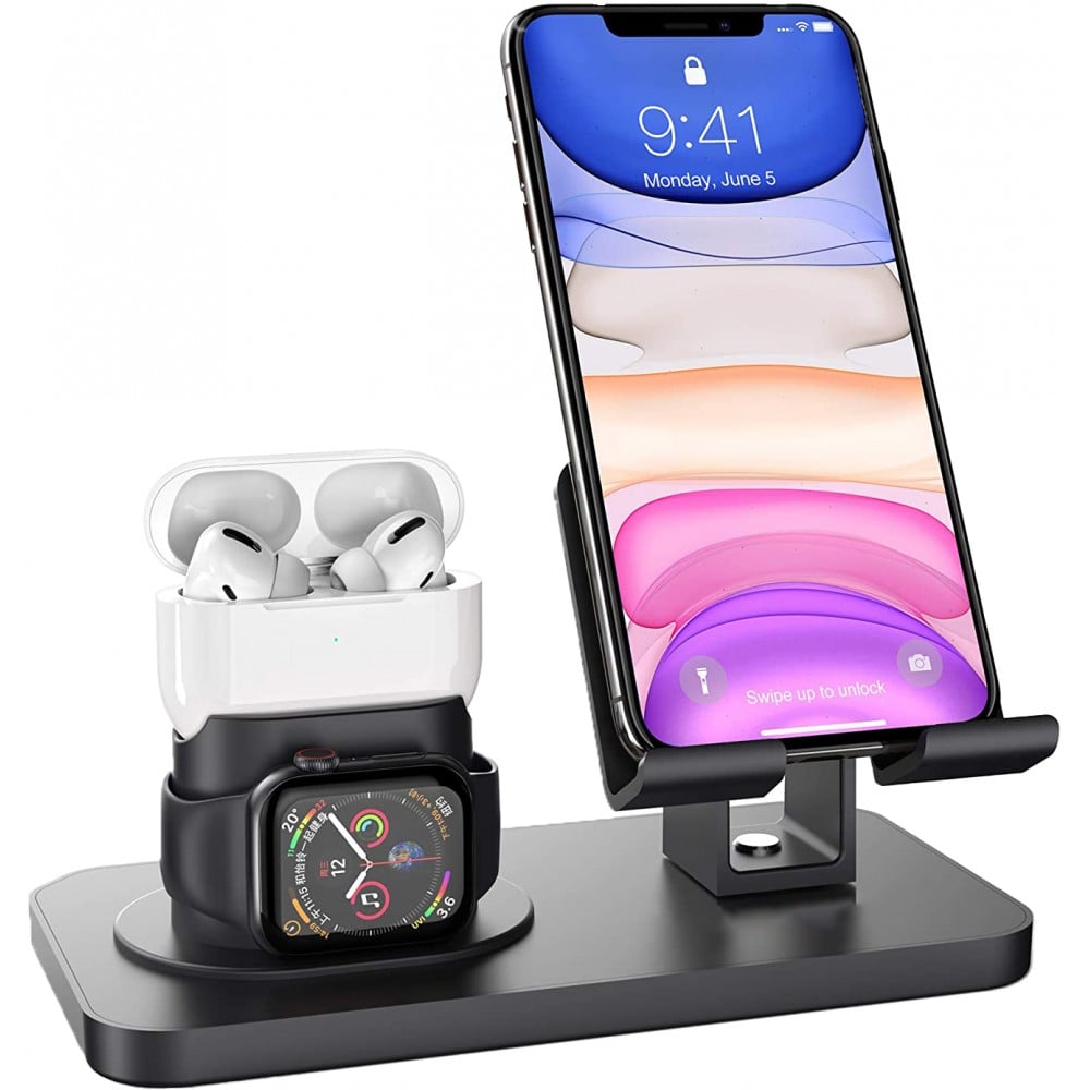 Multifunktions Ladestation 3 in 1 - 180° Drehbare Ladeständer für Apple  Watch, AirPods, Smartphone - Schwarz - Kaufen auf PhoneLook