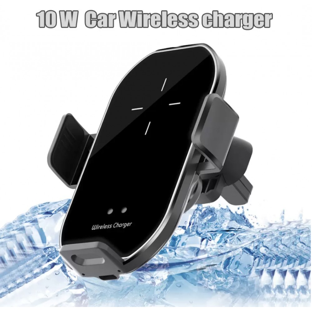 Support de téléphone 10W Qi high-tech pour voiture - Smart Sensor avec chargement sans fil - Argent