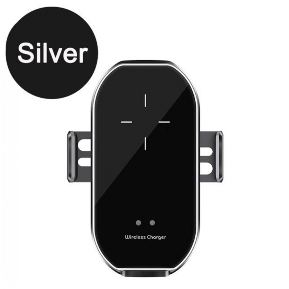 High-Tech Handyhalter 10W Qi fürs Auto - Smart Sensor mit Wireless charging - Silber