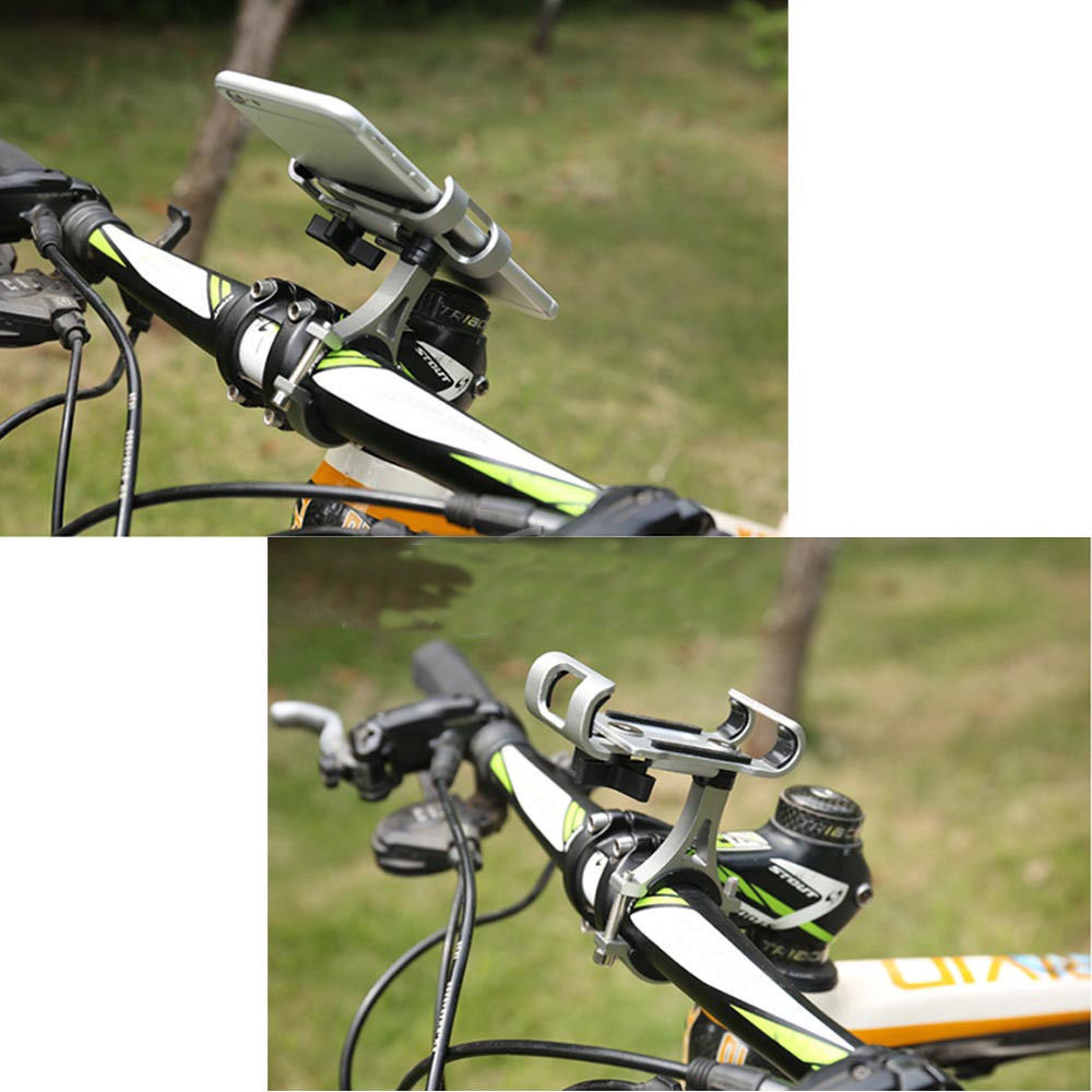 Support de téléphone en aluminium pour vélo et moto - support universel pivotant à 360 degrés - Argent