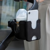 Universeller 2-in-1 Telefonhalter und Becherhalter für Kinderwagen - Schwarz