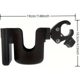 Universeller 2-in-1 Telefonhalter und Becherhalter für Kinderwagen - Schwarz