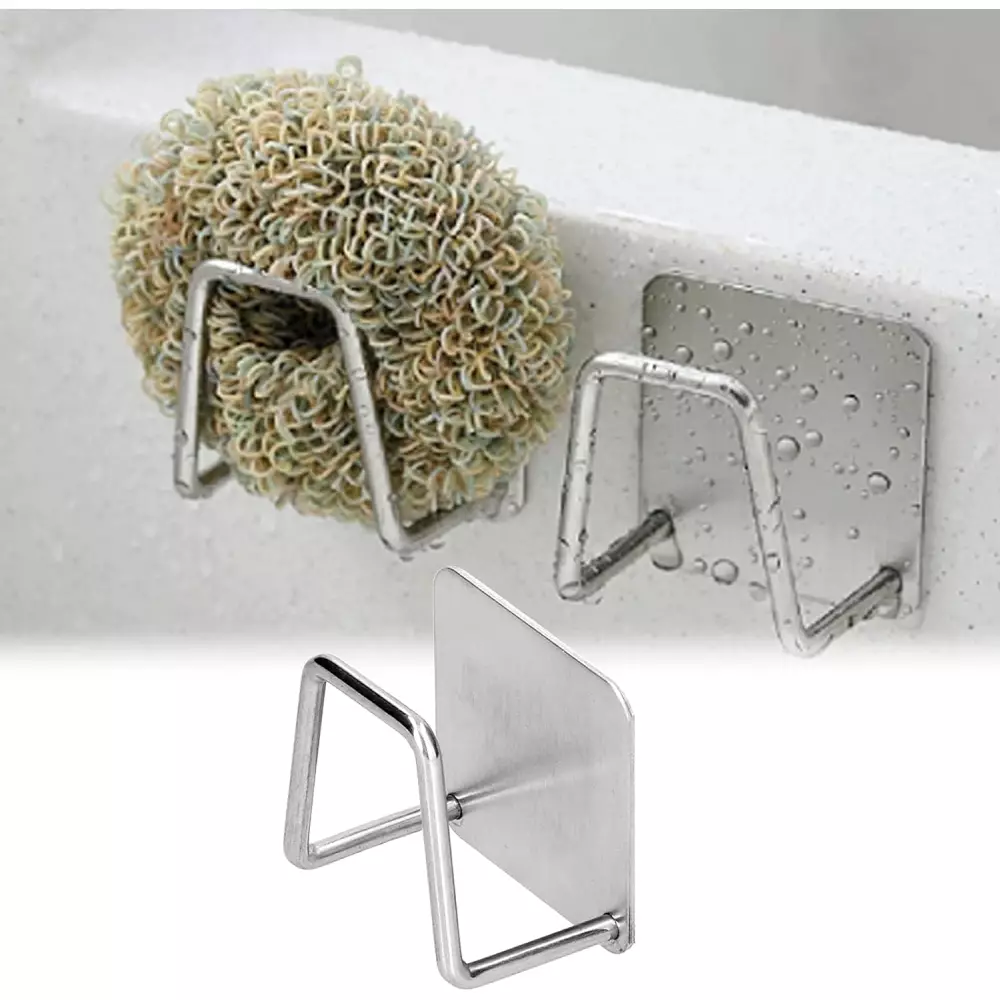 Support en acier inoxydable pour éponges et vaisselle pour évier, cuisine & salle de bains - Argent