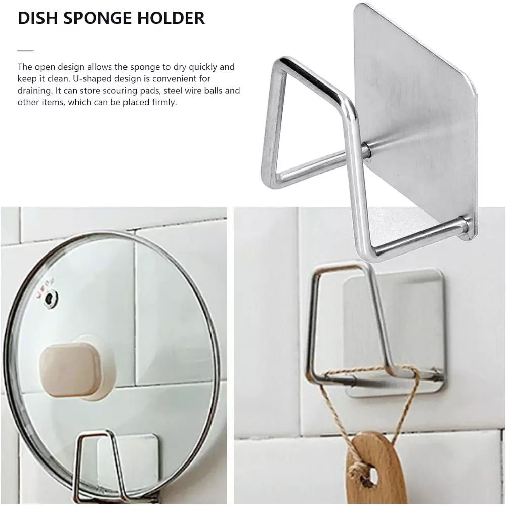 Support en acier inoxydable pour éponges et vaisselle pour évier, cuisine & salle de bains - Argent