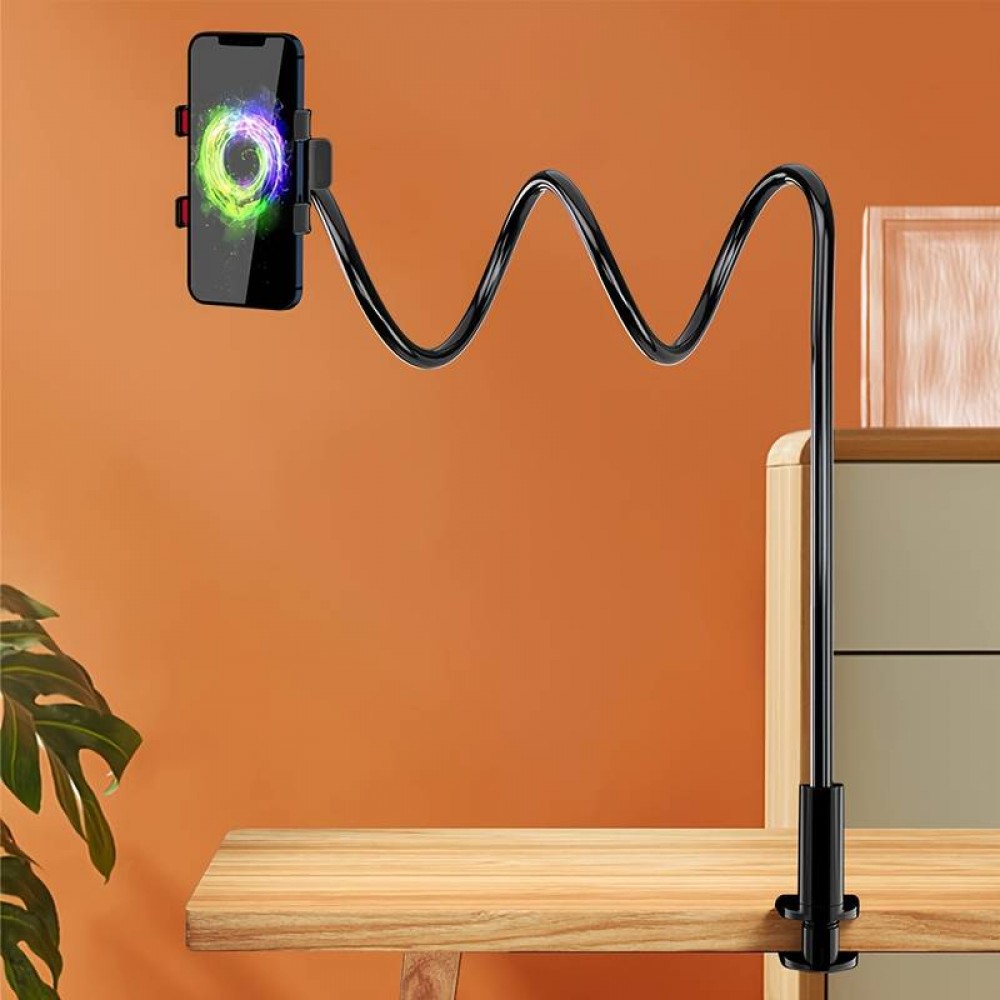 Support flexible et ajustable pour téléphone portable 1,3 mètre avec pince universelle pour bord de table - Noir