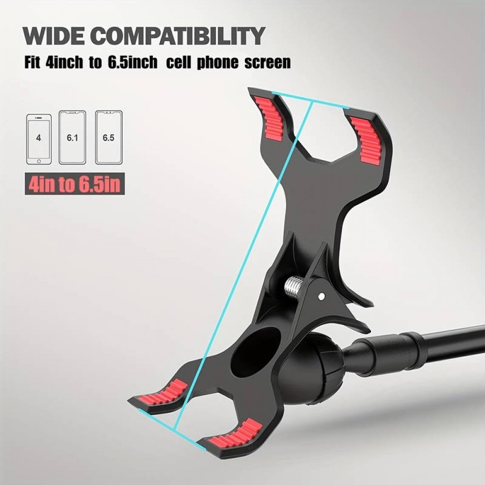 Support flexible et ajustable pour téléphone portable 1,3 mètre avec pince universelle pour bord de table - Noir