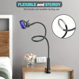 Support flexible et ajustable pour téléphone portable 1,3 mètre avec pince universelle pour bord de table - Noir