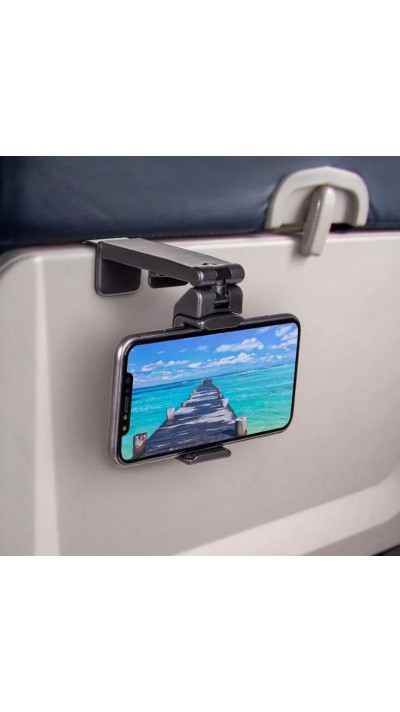 Support multifonctionnel pour smartphone, rotatif à 360 degrés, pour les voyages et l'avion - Noir
