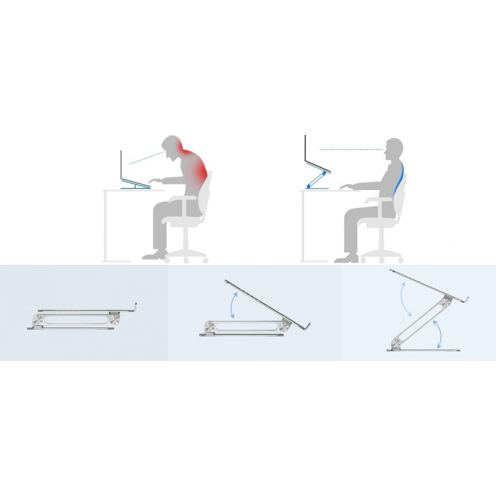 Support ordinateur portable / laptop réglable pro Nillkin pour bureau ergonomique - Argent