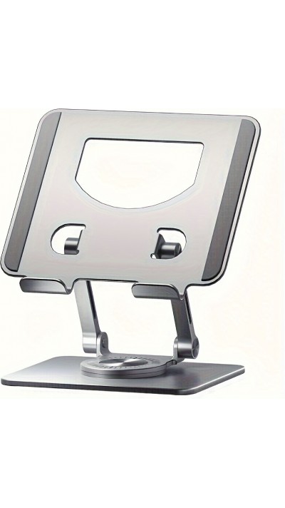 Support plat en aluminium ajustable 360° pour tablettes et iPad - Argent