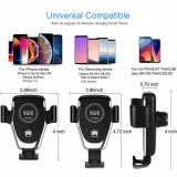 Wireless Smartphone Halterung Car Mount 10W Qi Universal Halterung Klammer- & Kleb Aufsatz - Schwarz