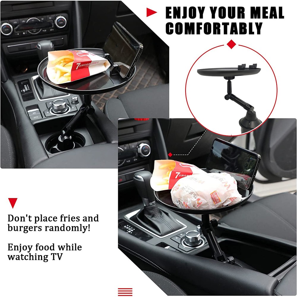 Support universel pliable avec assiette pour la voiture avec emplacement pour le téléphone - Noir