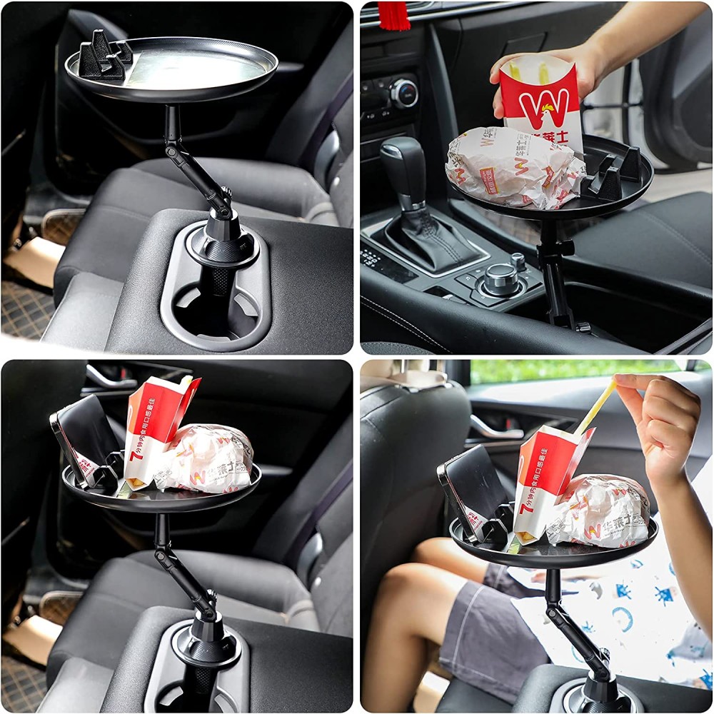 Universeller faltbarer Halter mit Teller für das Auto mit Platz für das Telefon - Schwarz