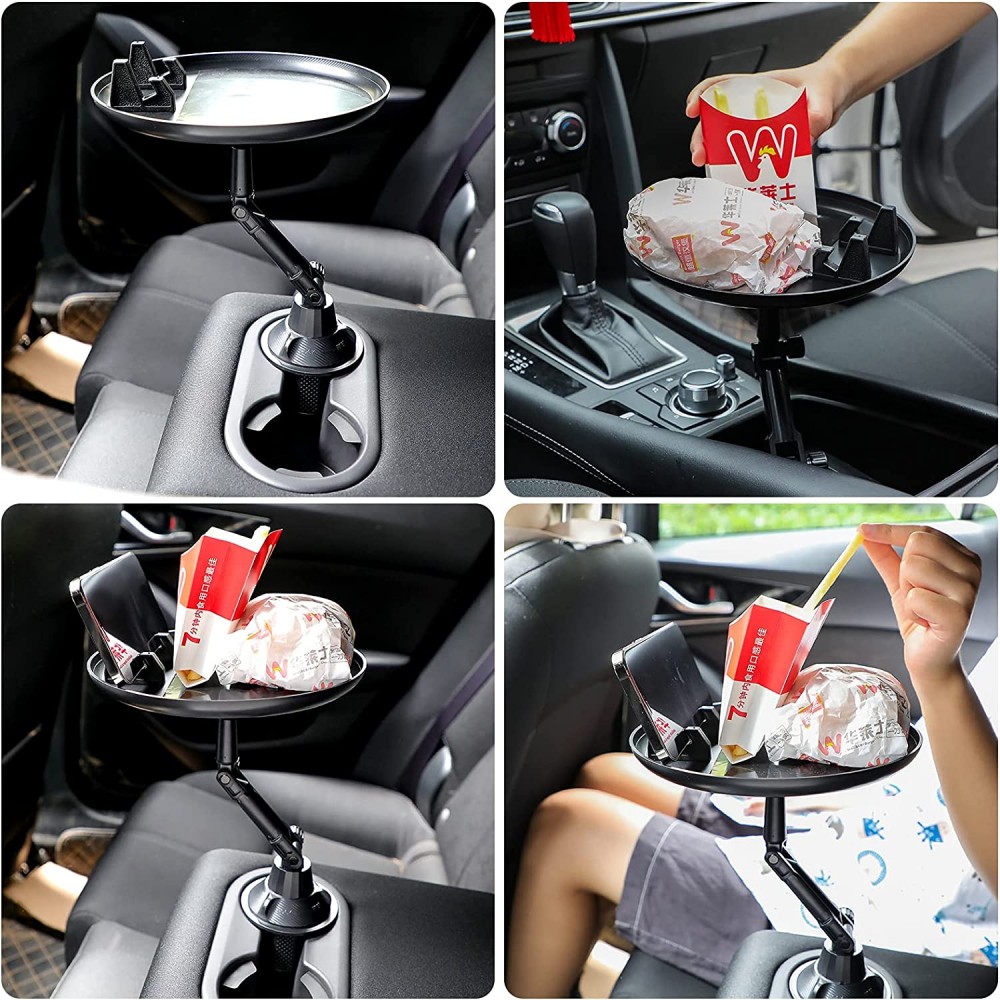 Support universel pliable avec assiette pour la voiture avec emplacement pour le téléphone - Noir