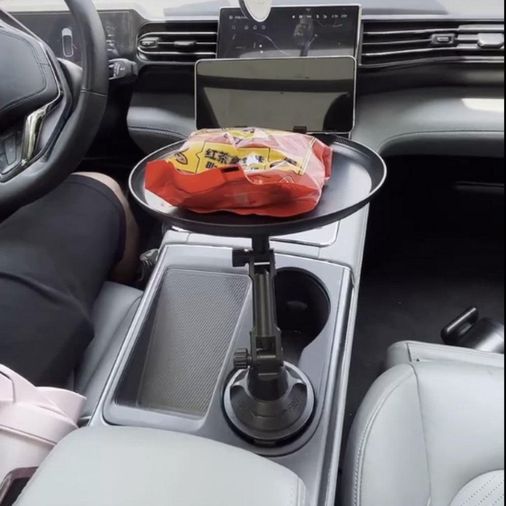Universeller faltbarer Halter mit Teller für das Auto mit Platz für das Telefon - Schwarz