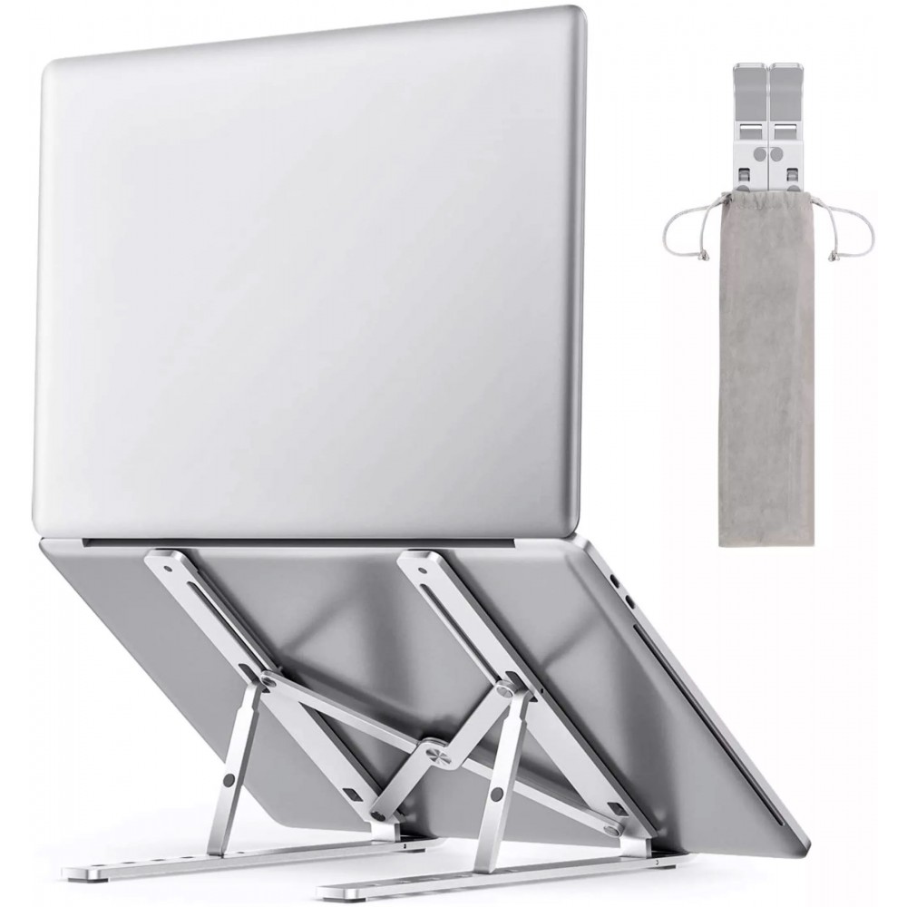 Universal Laptop- & Tablet Halter/Ständer Aluminium faltbar und kompakt - Silber