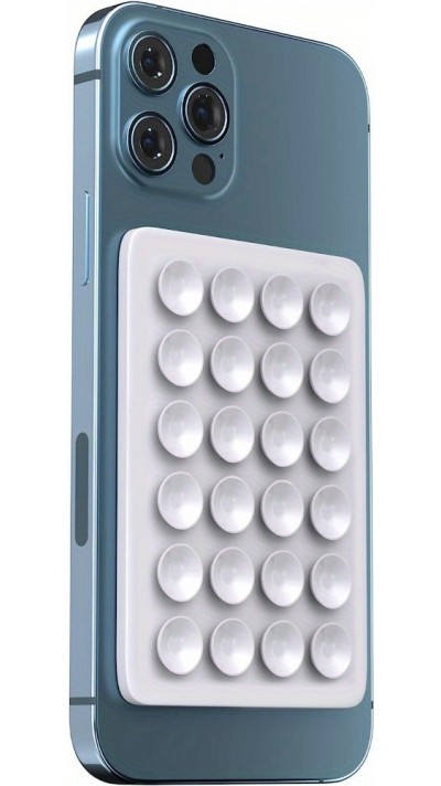 Universal Smartphone Halterung - Selbstklebender Silikon Aufsatz mit Saugnäpfen zum Befestigen - Weiss