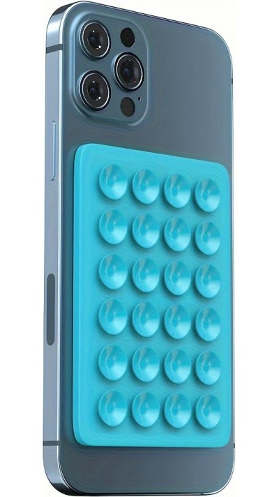 Support universel pour smartphone - Fixation autocollante en silicone avec ventouses - Bleu clair