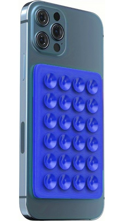 Support universel pour smartphone - Fixation autocollante en silicone avec ventouses - Bleu foncé